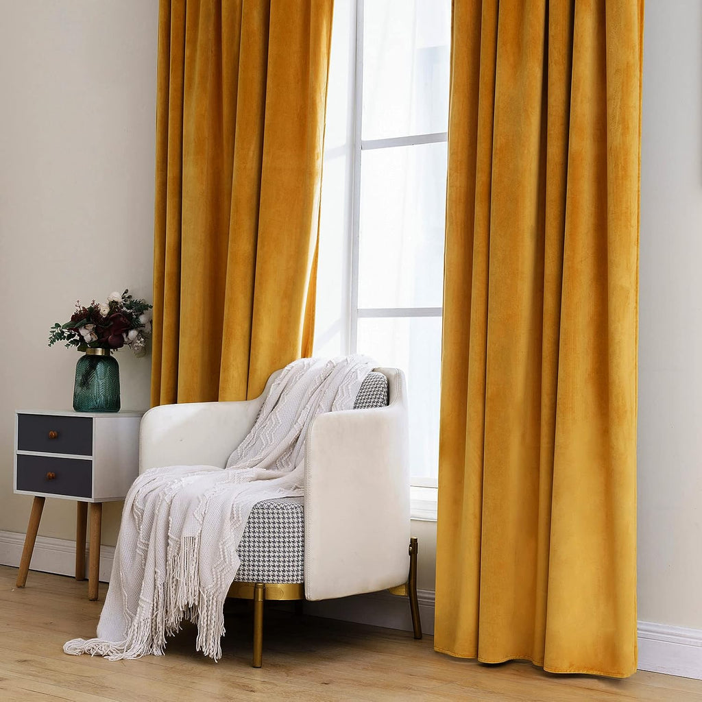 Miulee Velvet Curtains 108 inches Long 2 Panels - Luxury Blackout Curtains for Bedroom Living Room Thermal Insulated Fall Decor Super Soft…