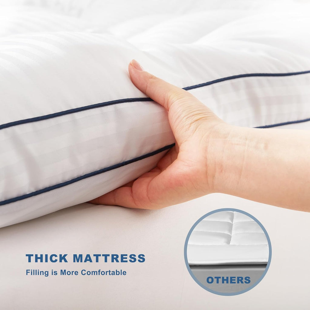 Bedlore Twin XL Mattress Topper, Thick Pillow Top Pad for Back, Cooling Soft Mattress Cover with Deep Pockets 6-15 inch 15 inch White
