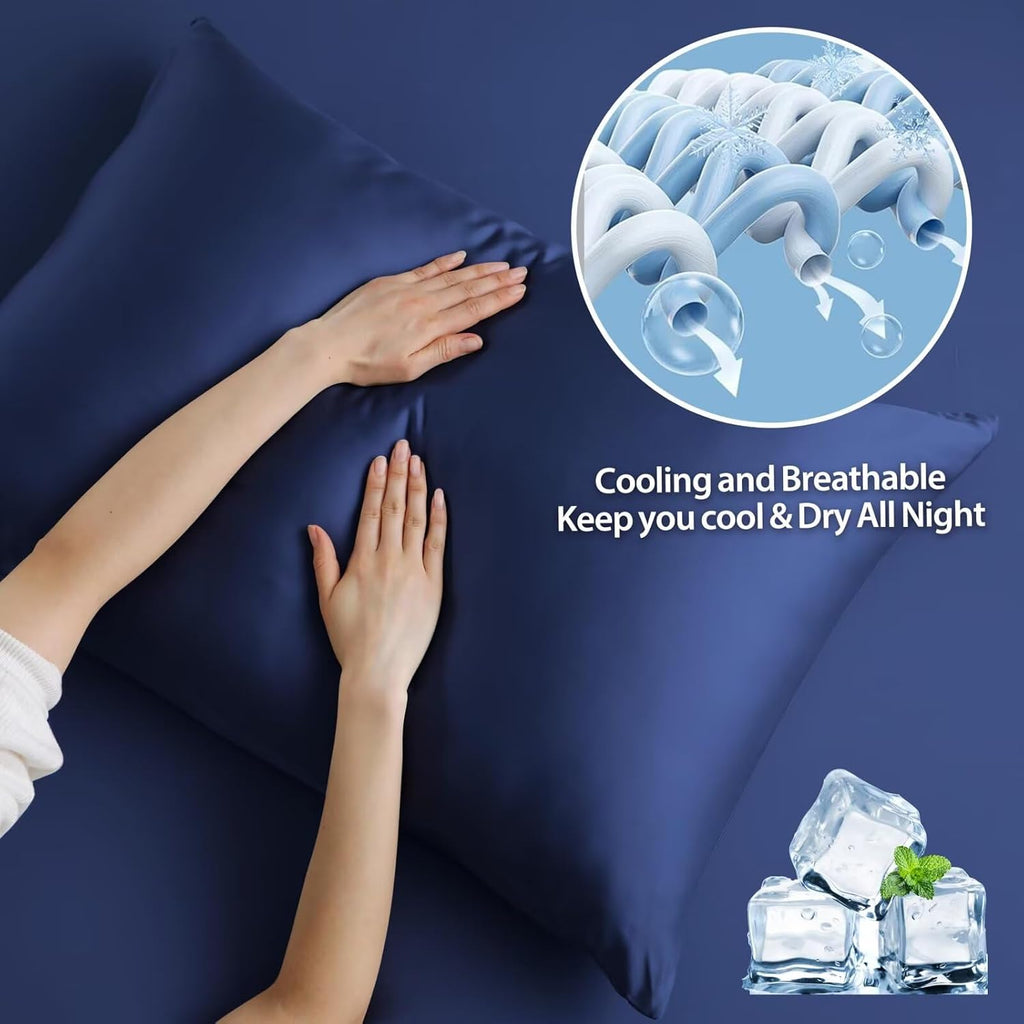 ShunjieHome 4 Pack Cooling Pillow Cases, Viscose Derived from Bamboo Pillow Protectors King Size Set of 4, 400 Thread Count Soft Silky Breat…