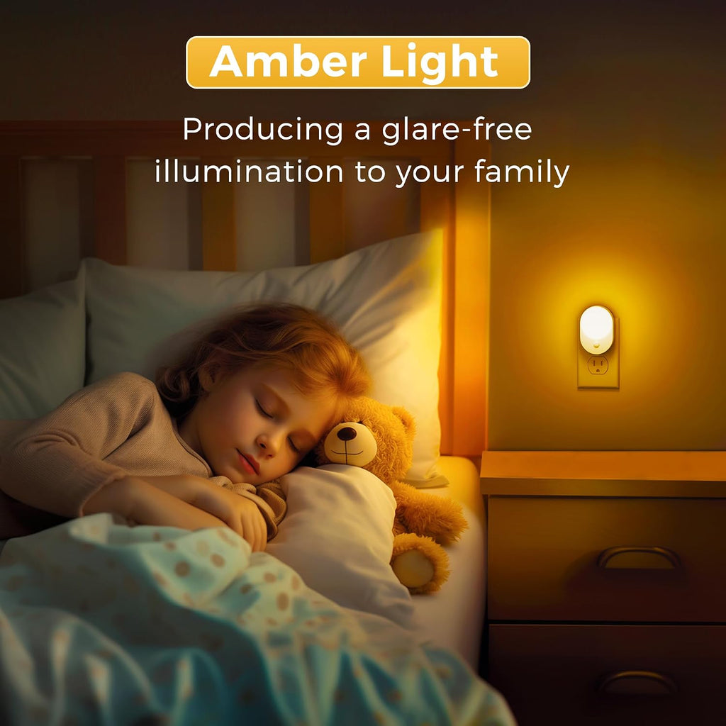 L LOHAS LED Plug in Night Light with Motion Sensor and Dusk to Dawn Sensor,[4-Pack] Night Lights Plug into Wall,2000K Amber…