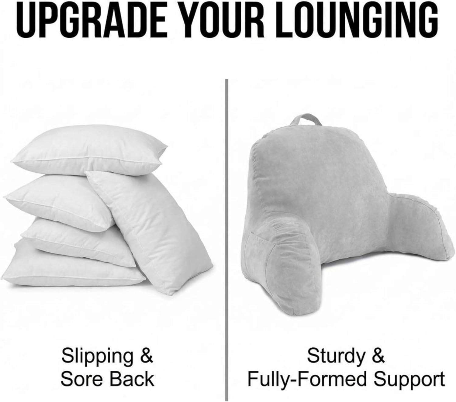 Deluxe Comfort Microsuede Bed Rest - Backrest Pillow with Arms - Bed Rest Pillow - Reading Bedrest Lounger - Sitting Support Pillow - Soft…