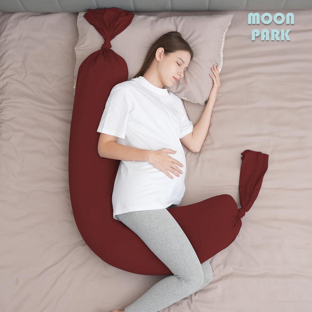 Moonpark MOON PARK Pregnancy Pillow - Incredibly Smooth and Soft Cooling Cover I Shaped Full Body Maternity Pillow with Removable Cover - S…