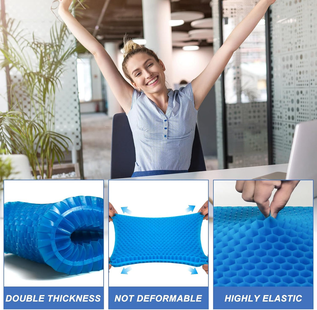 Gel Seat Cushion for Long Sitting-Two Sizes Gel Cushion(Thick&Large)19"x17.5"x2.8"/38"x17.5"x1.4"(Fold/Expand), Pressure Relief Cushion…