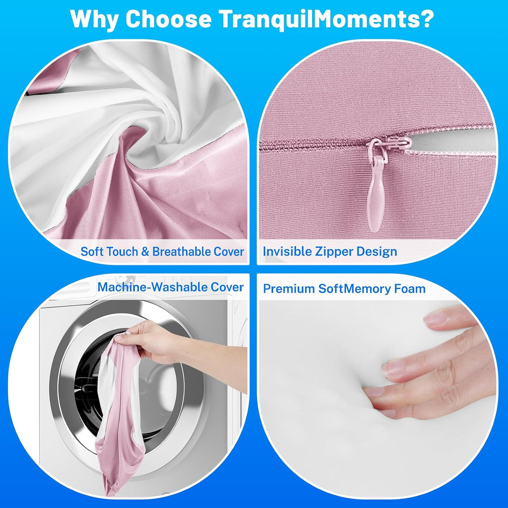 TranquilMoments Knee Pillow for Side Sleepers, Leg Pillow with Washable Cover, Memory Foam Leg Pillow for Side Sleeping, Heart-Shape…