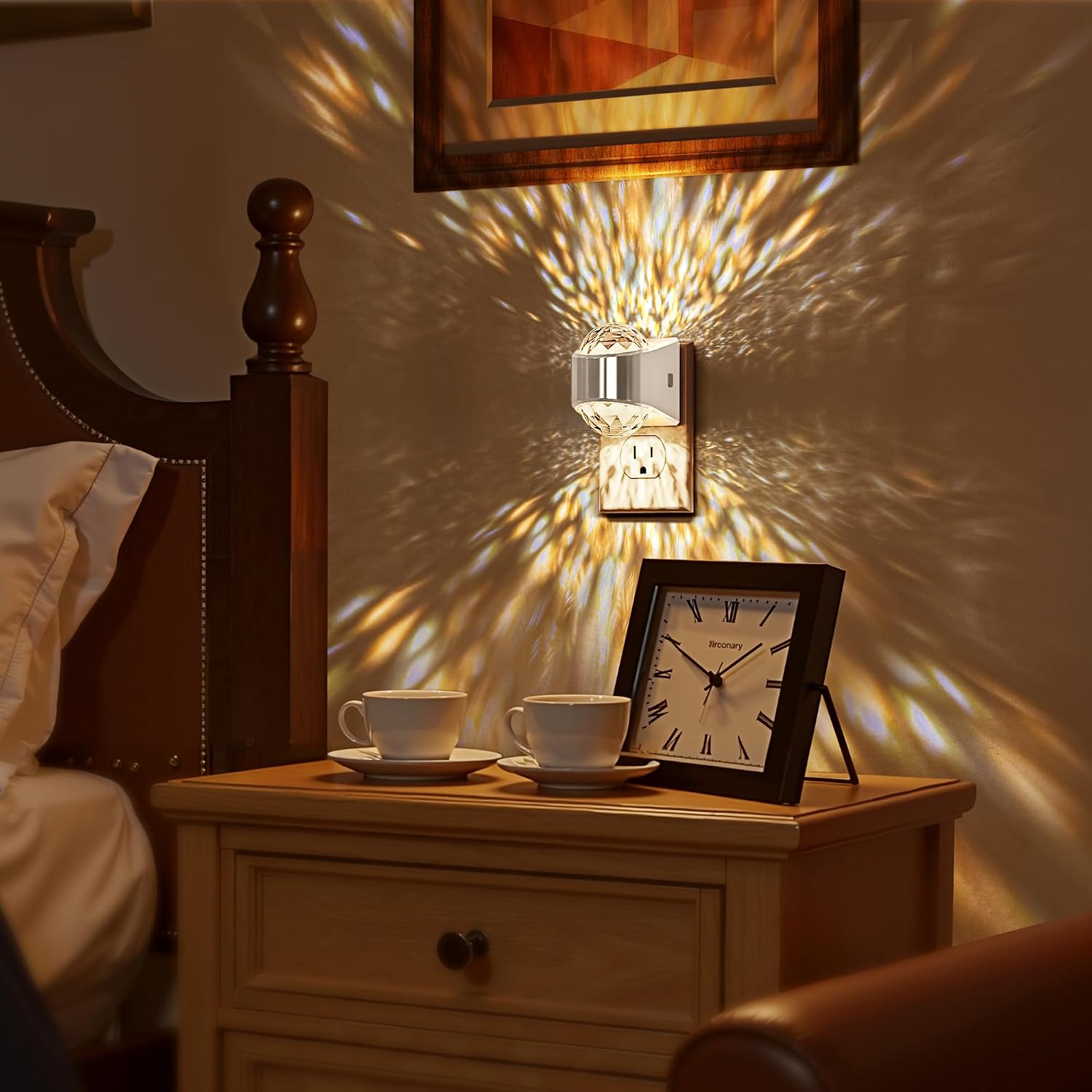 Briignite Night Light, Sliver Night Lights Plug into Wall, LED Projector Night Light, Soft White for Bedroom, Dimmable Brightness Dusk to…