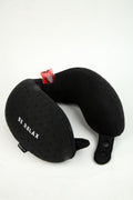 Be Relax Pure Travel Pillow Made of Inner-Side Organic Cotton, Reusable Heat Patch and Ergo Smart Flatback (Solid Black)