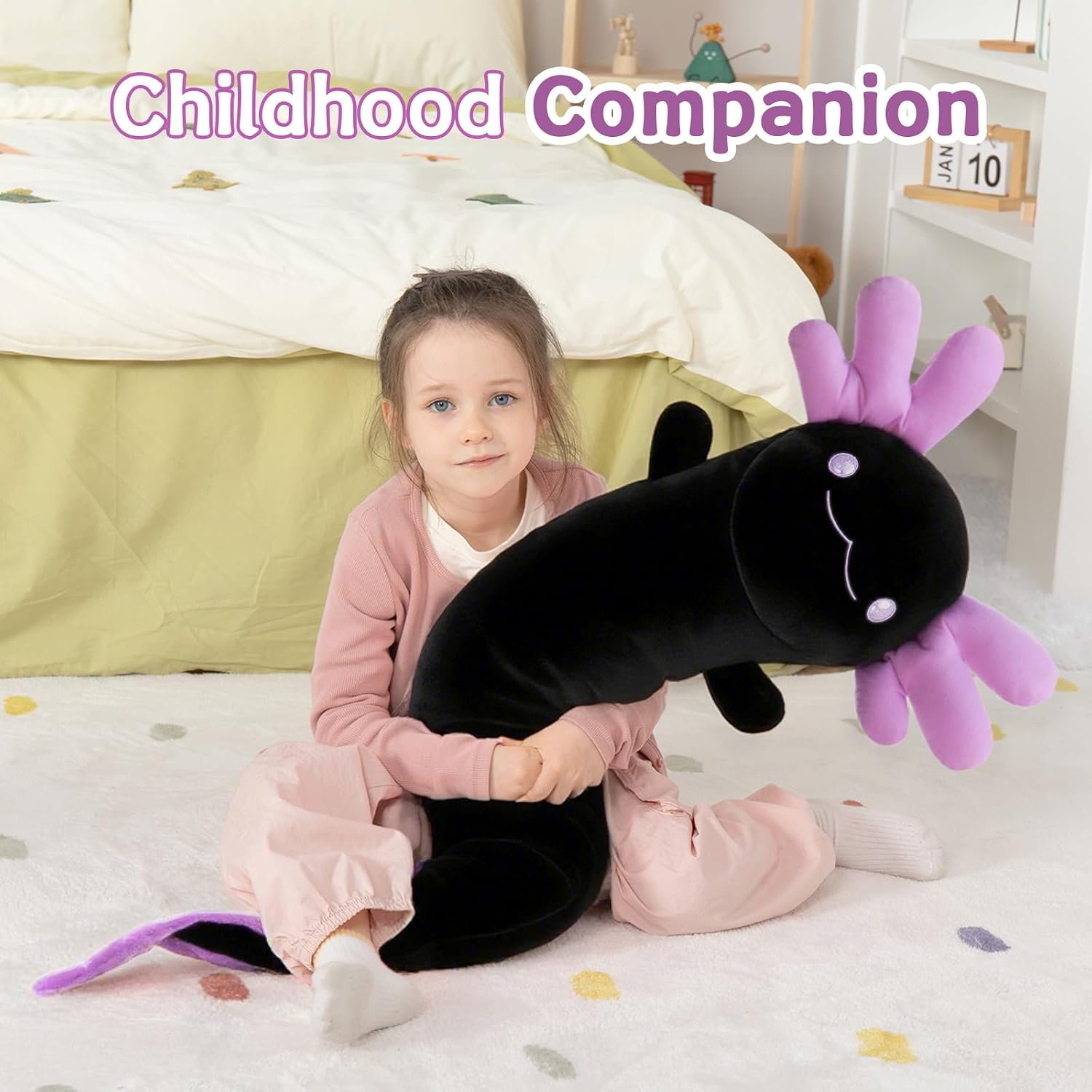 MaoGoLan 48" Giant Axolotl Plush Body Pillow, Large Black Axolotl Stuffed Animal Toy for Kid Girl Boy, Soft Salamander Plush Toy Glow in…