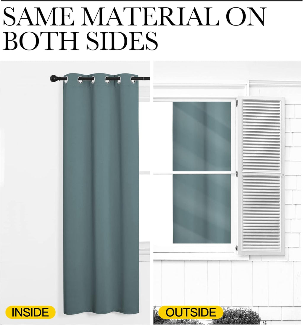 NICETOWN Modern Blackout Curtains Noise Reducing, Greyish Blue, 2 Panels, W29 x L40 -Inch, Thermal Insulated and Privacy Room Darkening…