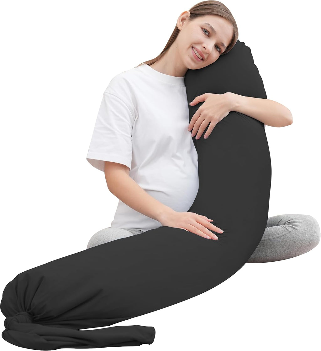 Moonpark MOON PARK Pregnancy Pillow - Incredibly Smooth and Soft Cooling Cover I Shaped Full Body Maternity Pillow with Removable Cover - S…