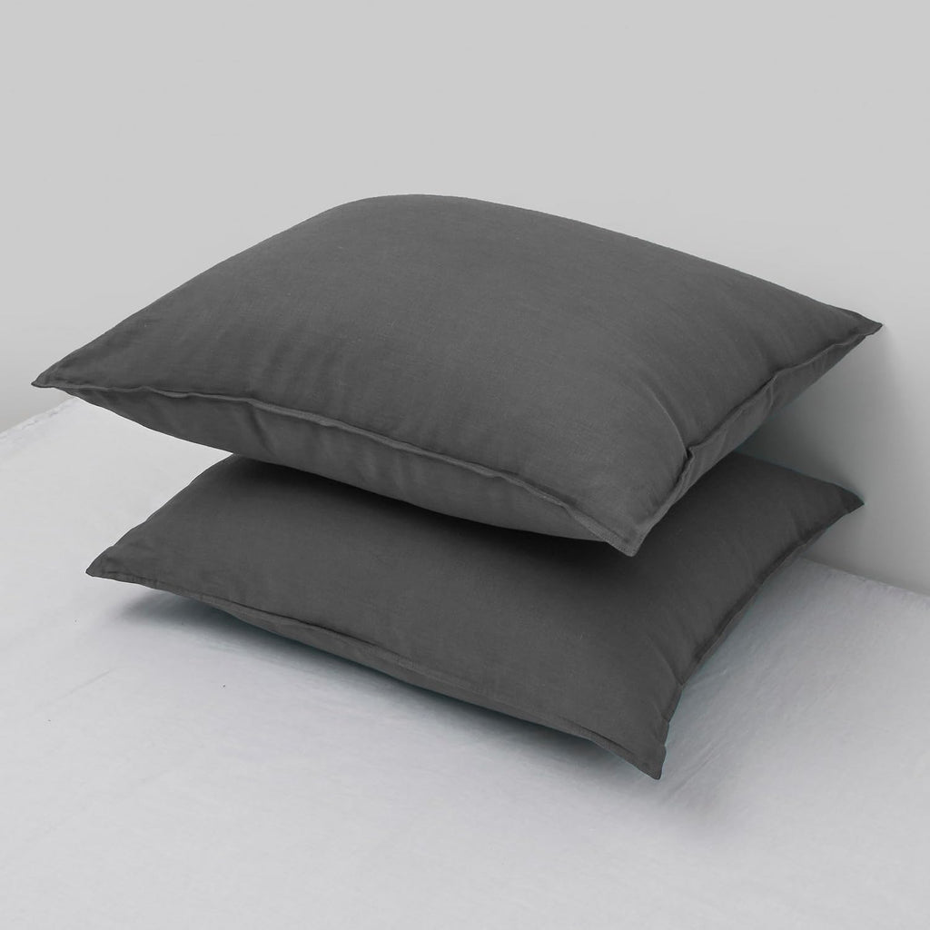 Chuffed Linen Pillow Case 2 Pack 100% Linen Standard Pillowcases, Breathable and Cooling Washed Pillow Shams with Zipper Closure, 20x26 Inc…