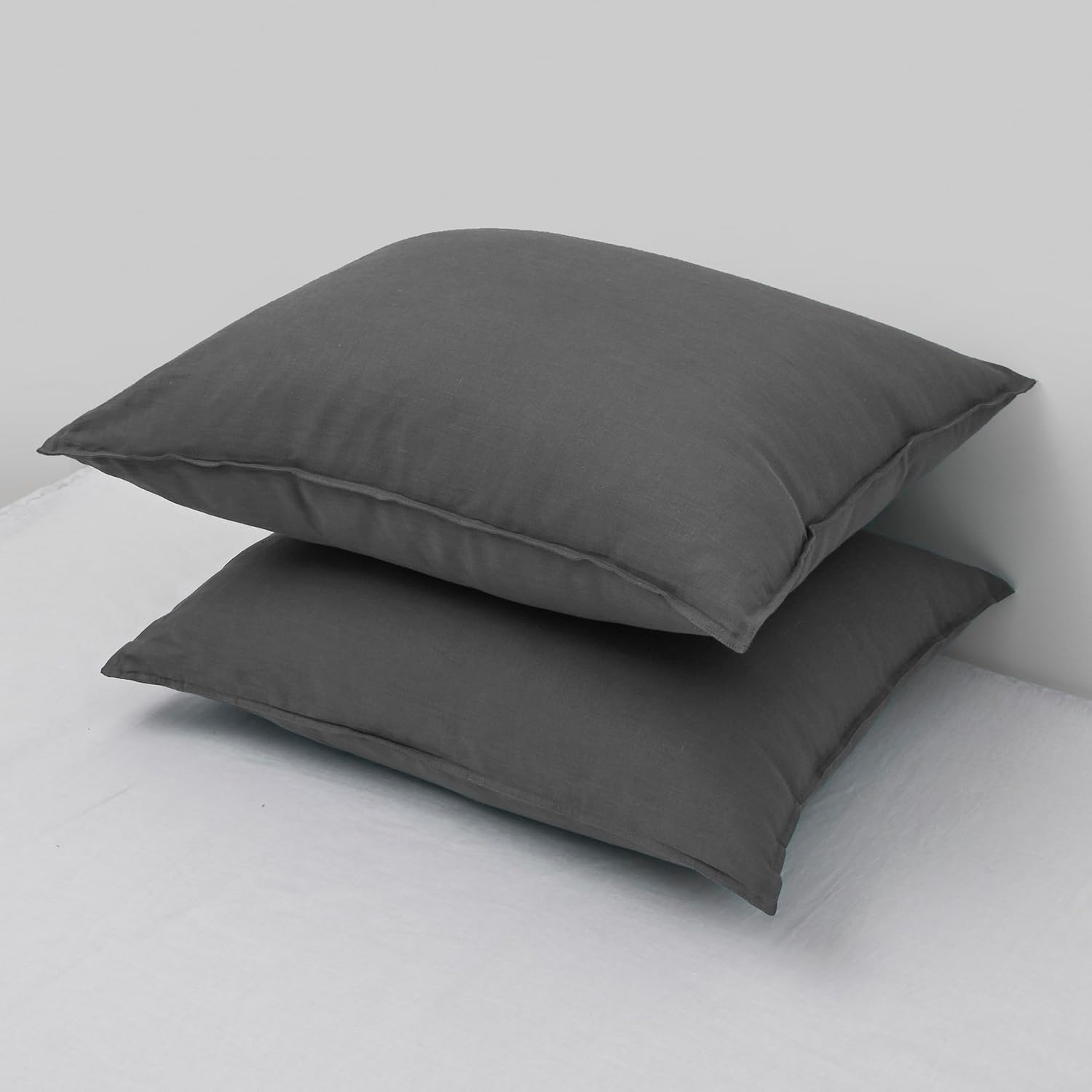 Chuffed Linen Pillow Case 2 Pack 100% Linen Standard Pillowcases, Breathable and Cooling Washed Pillow Shams with Zipper Closure, 20x26 Inc…