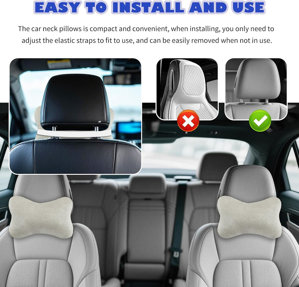 2PCS Car Headrest Pillow, Soft & Comfortable Car Neck Pillow for Driving Fatigue Relieve, All-Season Universal Cars Head Rest Pillows…