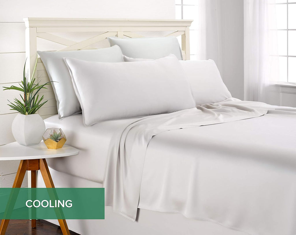 PureBamboo Pure Bamboo Split King Sheets, Genuine 100% Organic Viscose Derived from Bamboo Bed Sheet Set, Soft & Cooling, Double Stitching,…