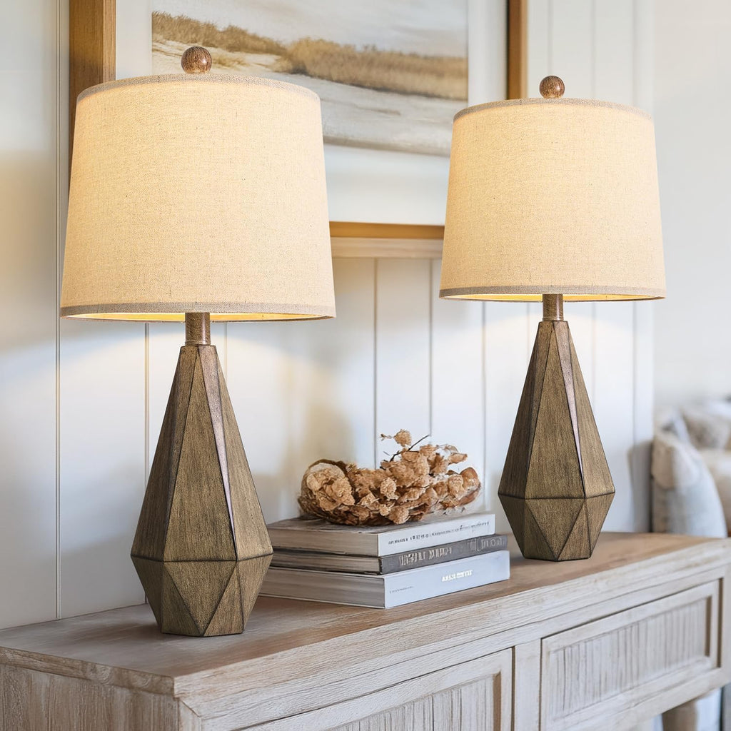 PoKat 23'' Farmhouse Table Lamps Set of 2, Brown Rustic Lamps for Living Room Bedroom Night Stands, Bedside Nightstands Living Room Table…