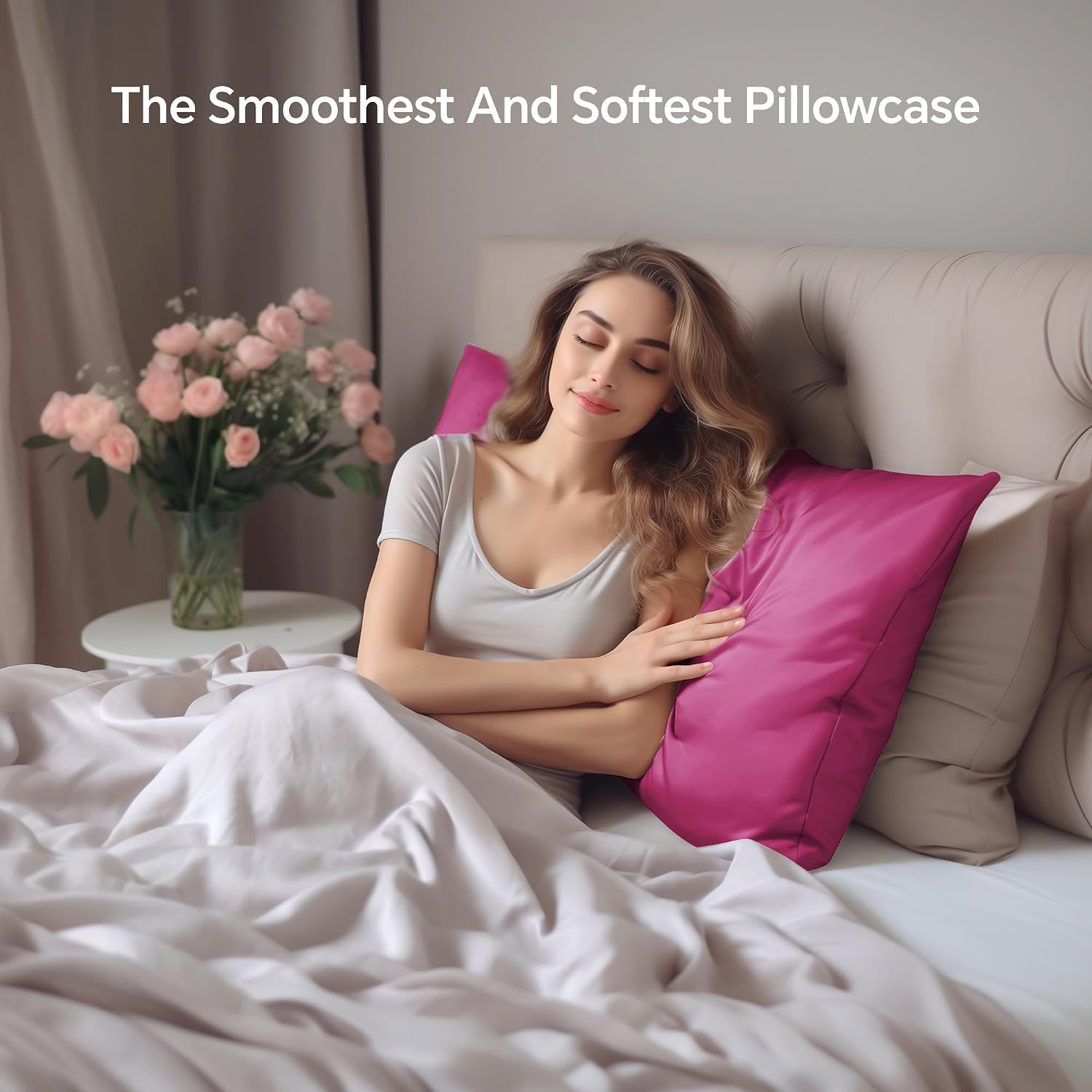 Infiixso Silk Pillow Cases 2 Pack Standard Size, Ultra Smooth & Soft Mulberry Silk Pillow Case for Hair and Skin, Breathable Cooling Silk P…