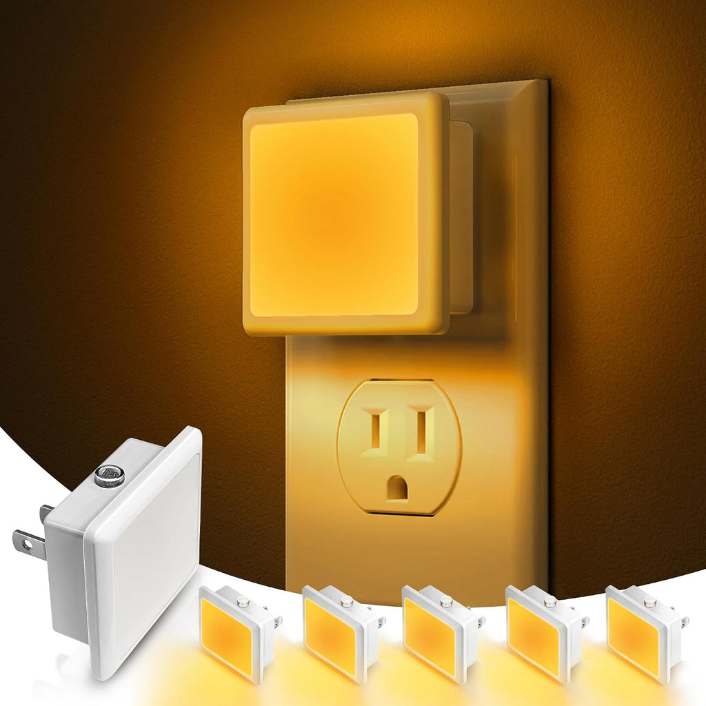 L LOHAS LED Night Lights Plug into Wall,[6-Pack] Plug in Night Light, Dusk to Dawn Sensor, 1800K Amber Light,0.3W Bright Nightlight…