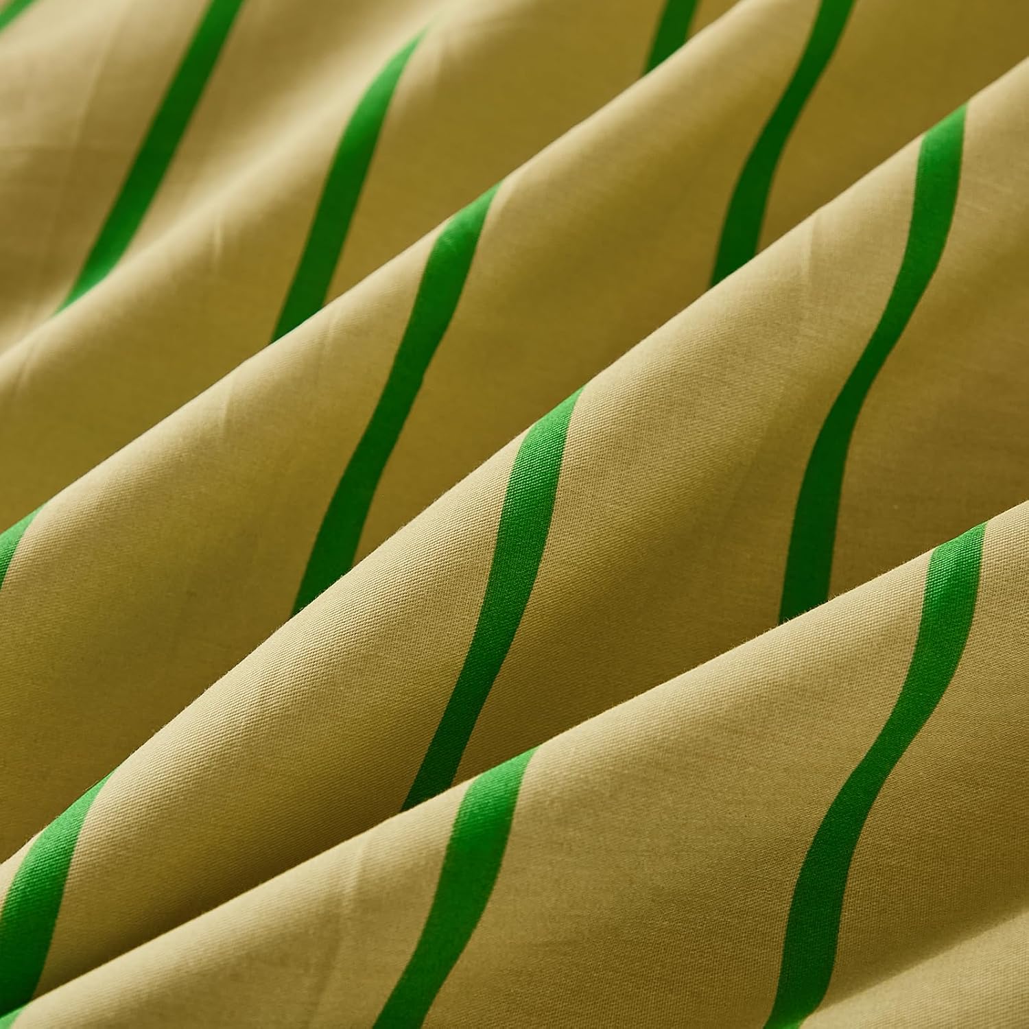Merryword 100% Cotton Pillow Cases, King Size Pillowcases, Khaki & Green Striped Pillowcases, Luxury Linen Like Pillowcase, Soft Breathable…
