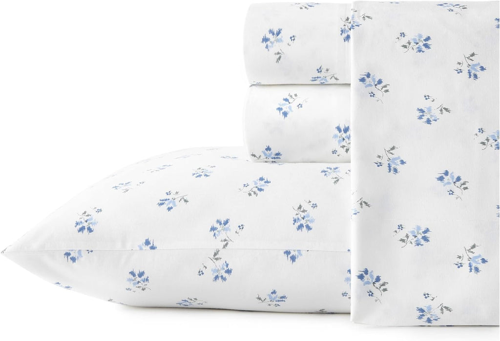StoneCottage Stone Cottage - Full Sheets, Cotton Percale Bedding Set, Crisp & Cool Ideal Bedding Set (Blue Sketchy Ditsy, Full) Cotton Blue