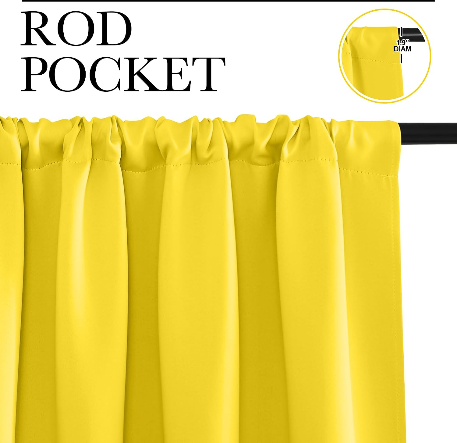 Nicetown Bright Yellow Blackout Curtains 63 inches Long for Living Room, Darkening Window Curtain Panels, easy maintenance Solid Thermal…
