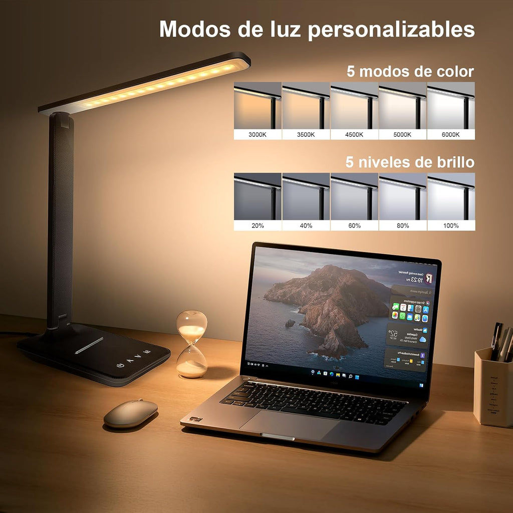 karidi LED Desk Lamp Dimmable Table Lamp with USB Charging Port, 5 Lighting Modes, Sensitive Control, Foldable Portable Desk Light for…