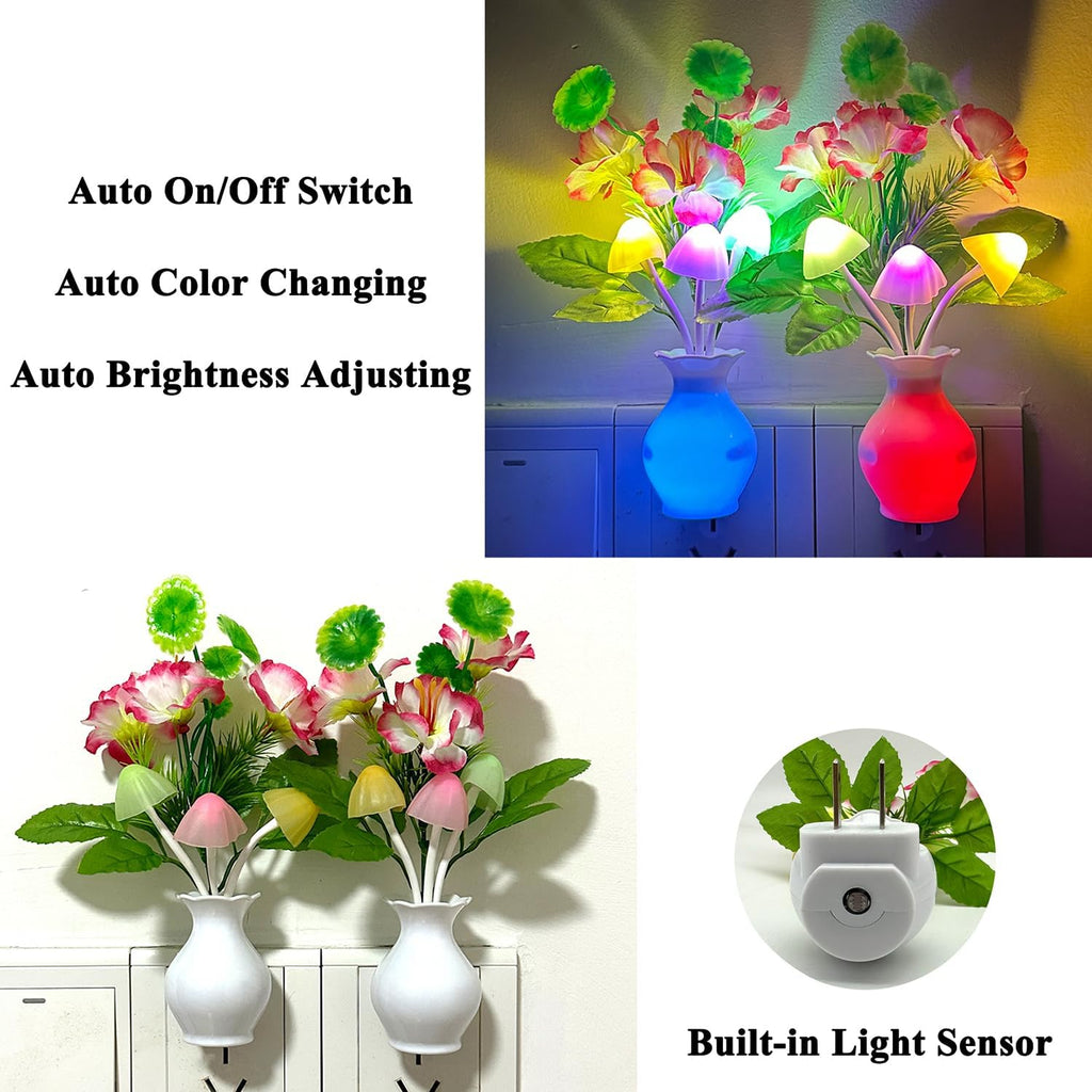 Sensor LED Night Light, Color Changing Flower Night Light Plug-in Wall Based Mushroom Lamp, Gift for Kids Adults, Cute Flower Nursery…