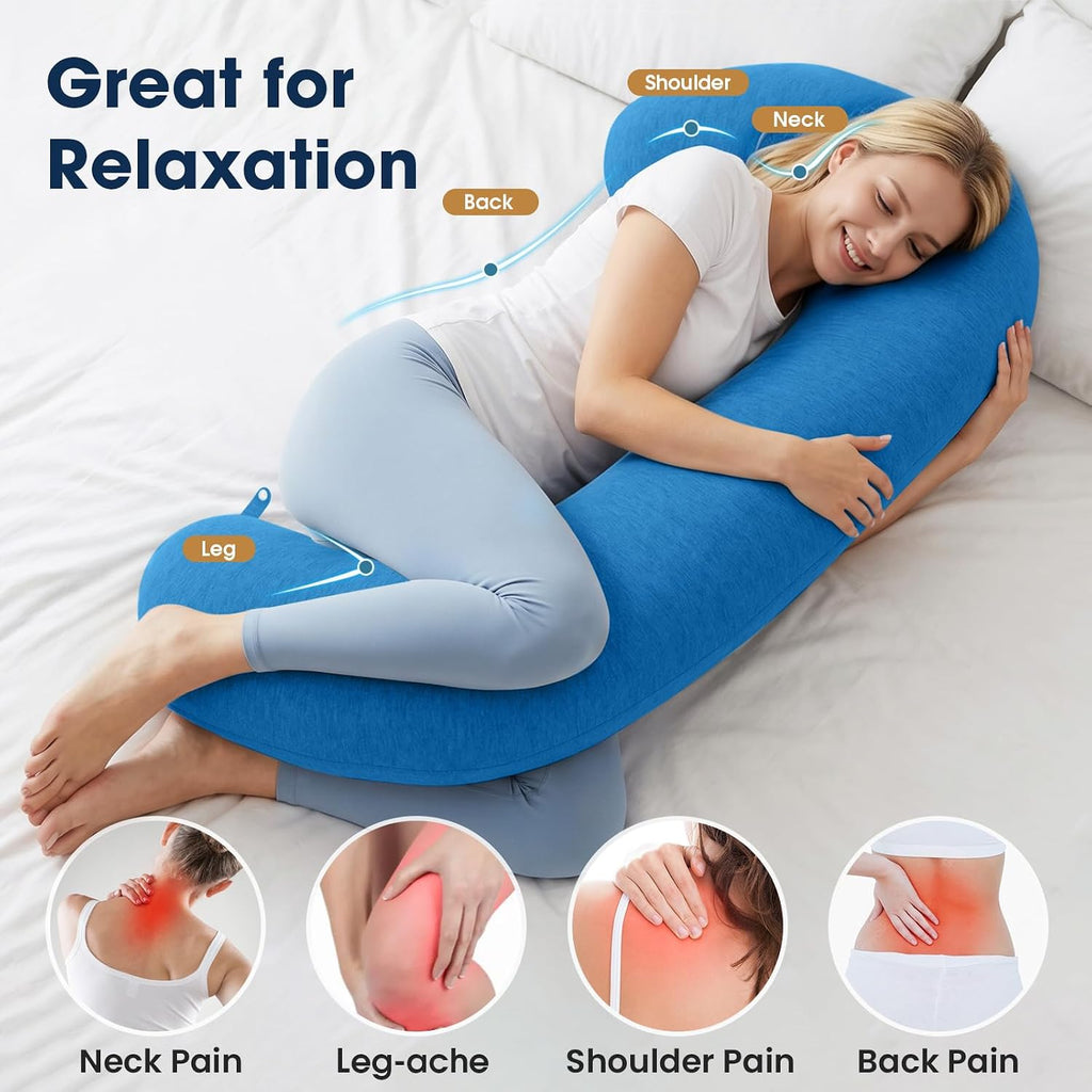 TranquilRelax TranquilRelax C Shaped Body Pillow for Side Sleepers, Memory Foam Long Pillow for Leg, Hip & Back Support, Soft Washab…