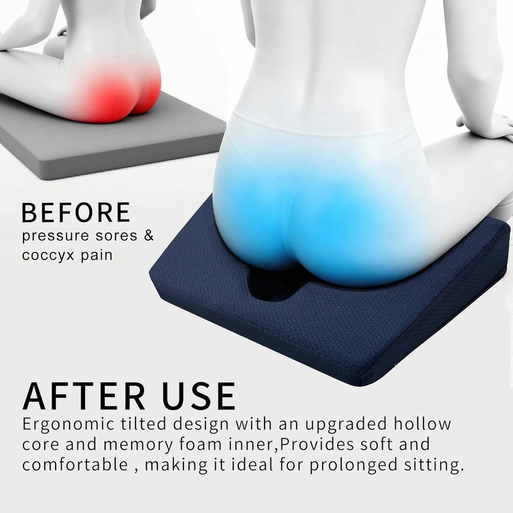 Rivquvi Gel Wheelchair Seat Cushion, Bed Sore Cushions for Butt, hemorrhoid pillow for Chair, Pressure Sore cushion, Memory Foam Butt Pi…
