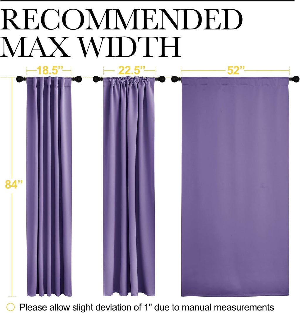 Nicetown Light Reducing Curtain Panels Window Draperies - (Lilac Purple Color) 52x84 inch, 2 Pieces, Insulating Room Darkening Drapes for B…