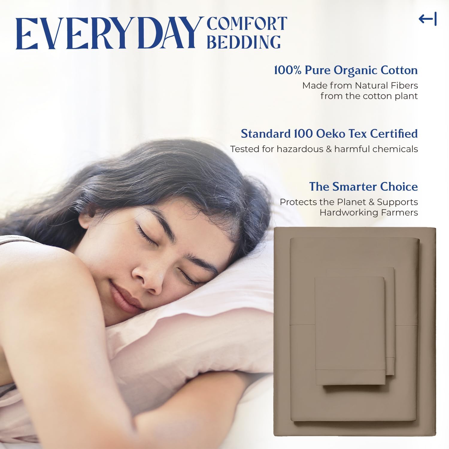 Mayfair Linen 100% Organic Cotton Sheets California King Size - 4 PC Organic Cotton Cal King Size Percale Weave Sheet Set, Soft, Cooling…