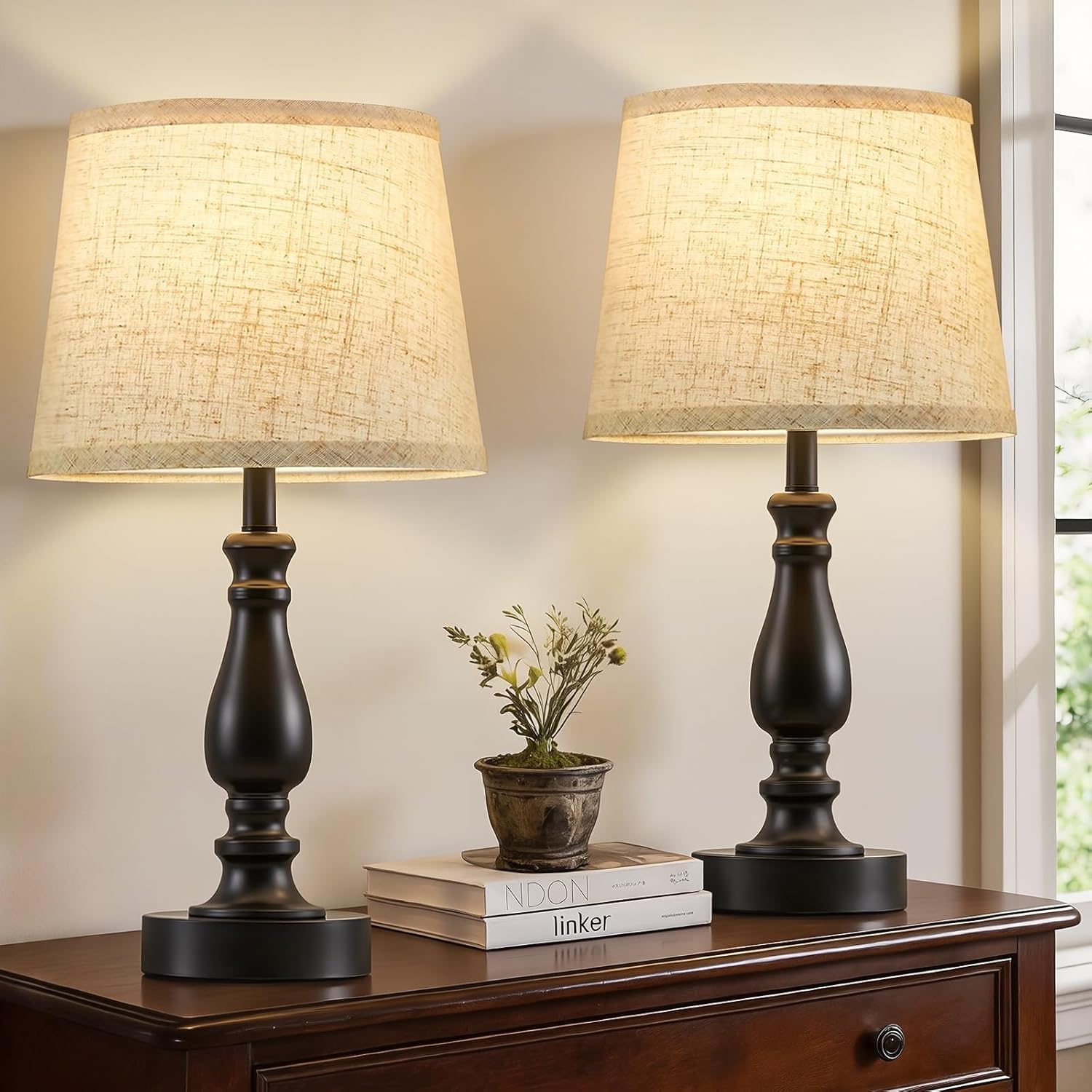 EJIAXIN Table Lamp Set of 2-19" Small Bedside Lamps Modern Lamp for Bedroom Living Room Lamps for Night Stands - Desk Lamps for Home…