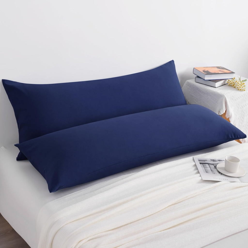 Ntbay Body Pillow Cases Set of 2, 2 Pack Brushed Microfiber 20x54 Pillow Cases, Soft, Wrinkle, Fade, Stain Resistant Navy Blue Pillow Cases…