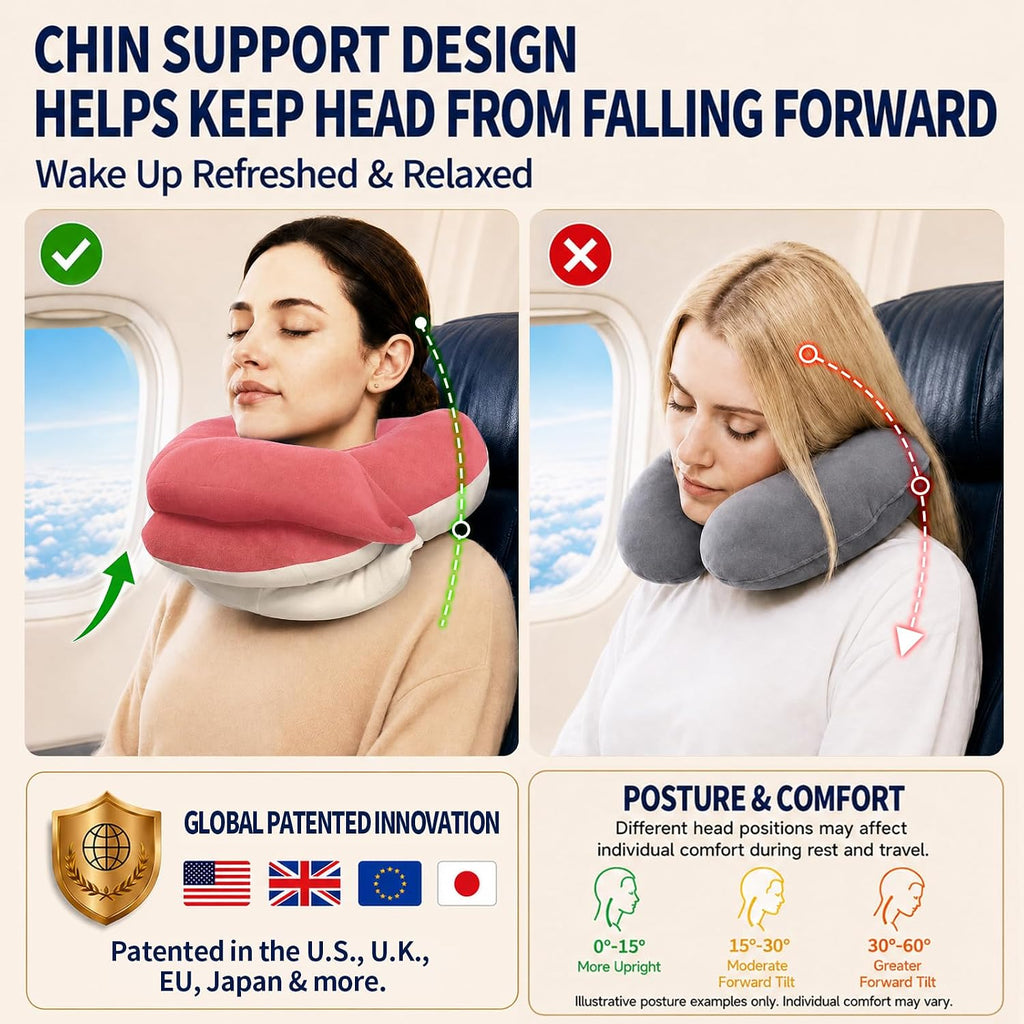 BUYUE Travel Neck Pillows for Airplanes, Memory Foam 360° Head Support Sleep for Long Flight, Skin-Friendly & Breathable, Kit with Eye…