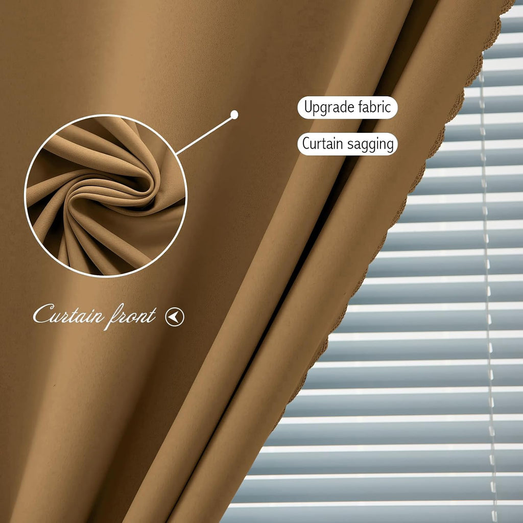 Self Adhesive Curtains, Stick Curtain Blackout Shades Window Cover Curtains for Living Room No Drilling, 47" W X 96" L, Brown, 1 Panel