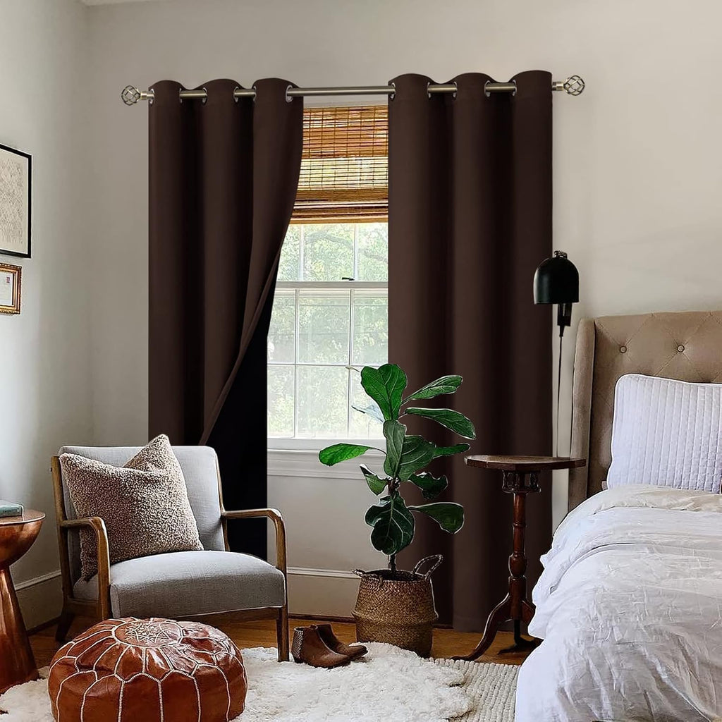BGment Thermal Insulated 100% Blackout Curtains for Bedroom with Black Liner, Double Layer Full Room Darkening Noise Reducing Grommet Curta…