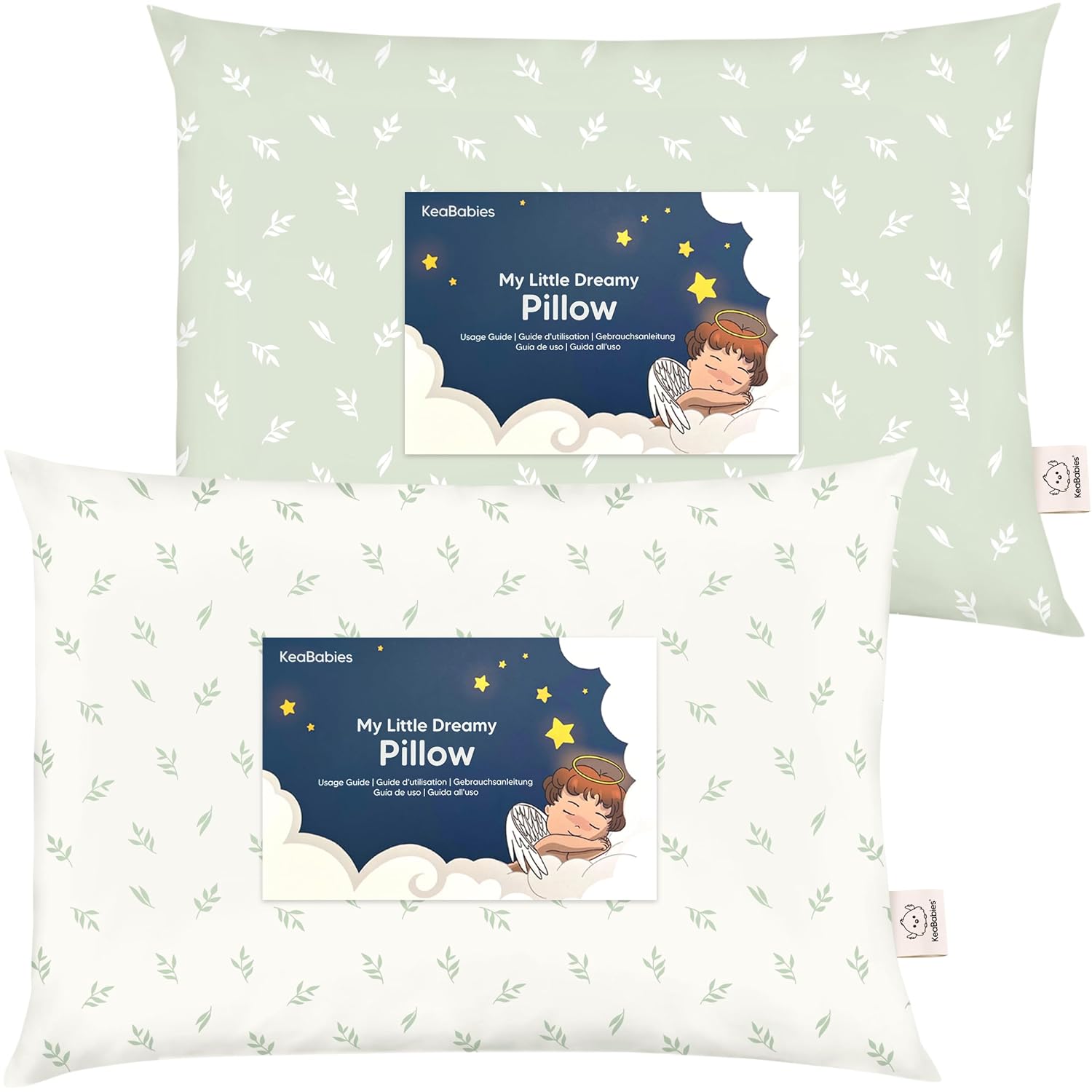 KeaBabies 2-Pack Toddler Pillows 2 Year Old to 5-13x18 Soft Organic Cotton Kids Pillow for Sleeping, Travel, School, Daycare, Nap…
