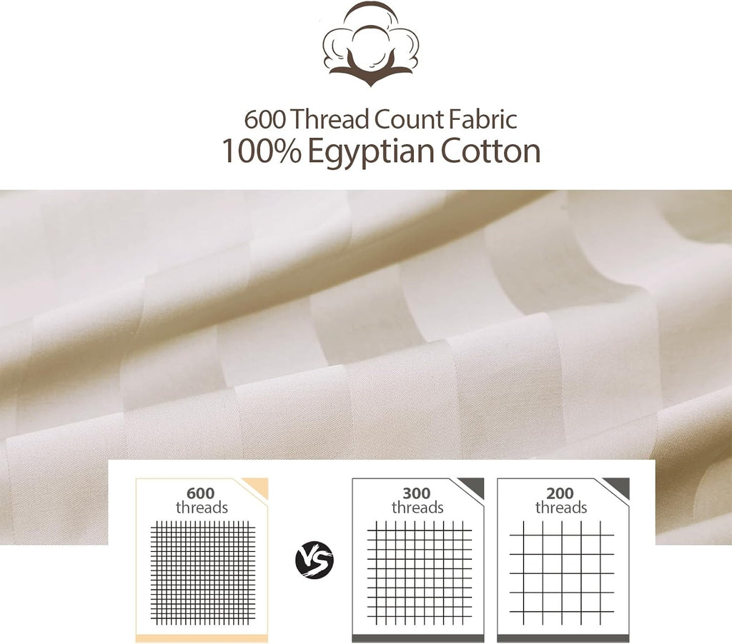 ShunjieHome 100% Egyptian Cotton Pillow Protectors Set of 4, 600 Thread Count Standard Size Bed Pillow Cases with Zipper, Sateen Weave Cool…