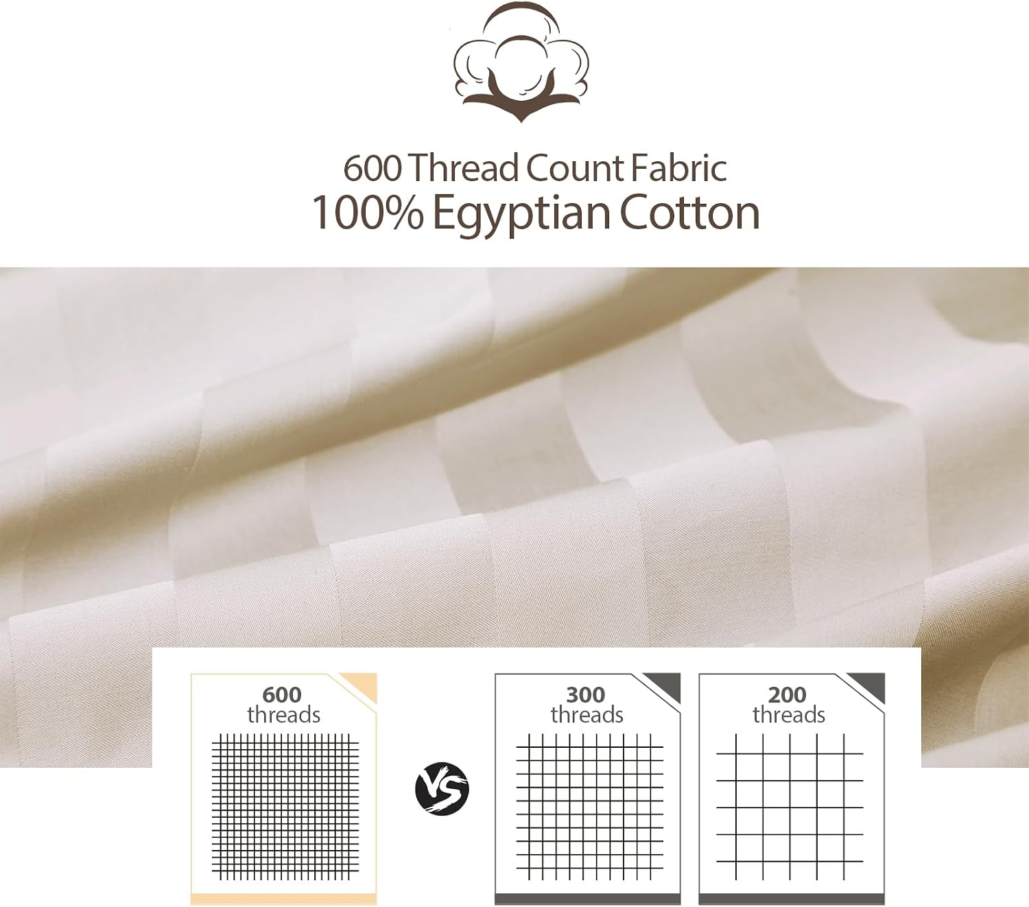ShunjieHome 100% Egyptian Cotton Pillow Protectors Set of 4, 600 Thread Count Standard Size Bed Pillow Cases with Zipper, Sateen Weave Cool…