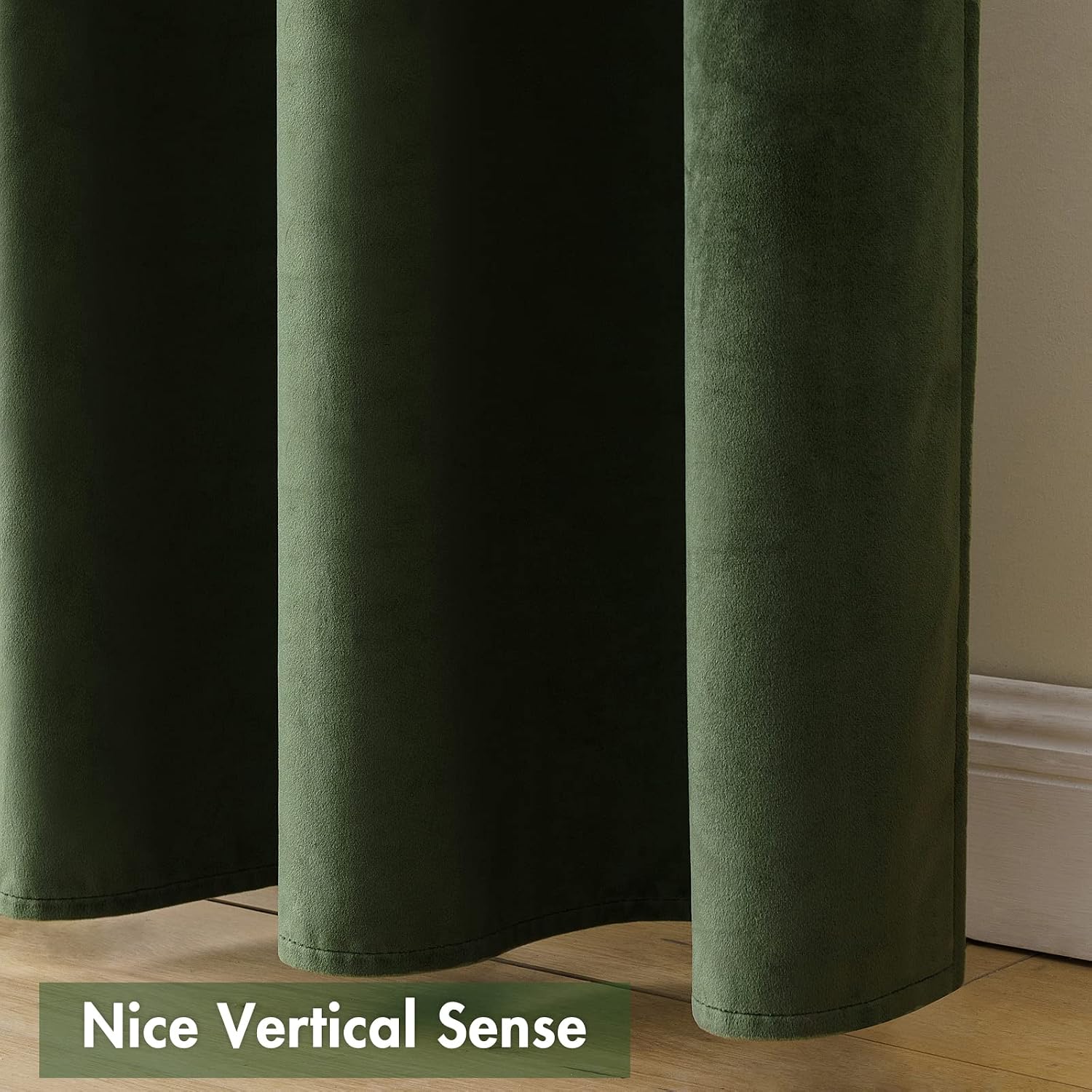 MIULEE Olive Green Velvet Curtains Thermal Insulated Blackout Curtain Drapes for Bedroom Living Room Darkening 72 Inches Long Curtains…