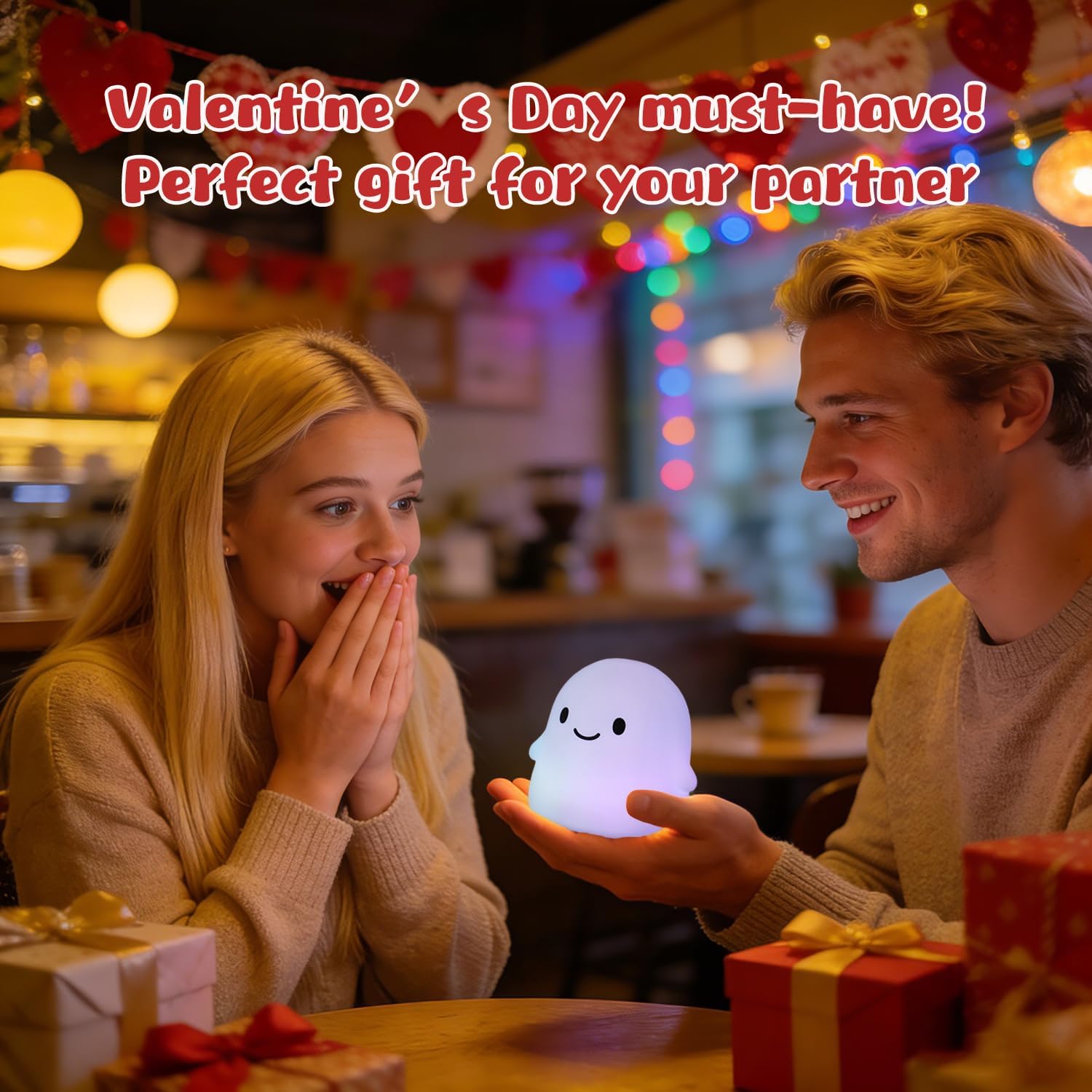 Rytinazzz Halloween Ghost Night Light, Color-Changing & 50-Hour Battery, Spooky-Cute Squishy Lamp for Kids, USB Rechargeable with Timer, Ha…