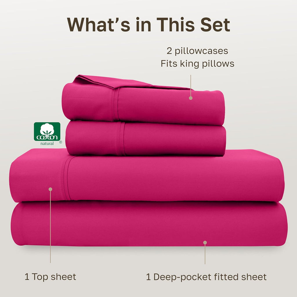 CaliforniaDesignDen California Design Den Soft King Size 100% Cotton Sheet Sets, 400 Thread Count Good Housekeeping Award Winner, Silky Sat…
