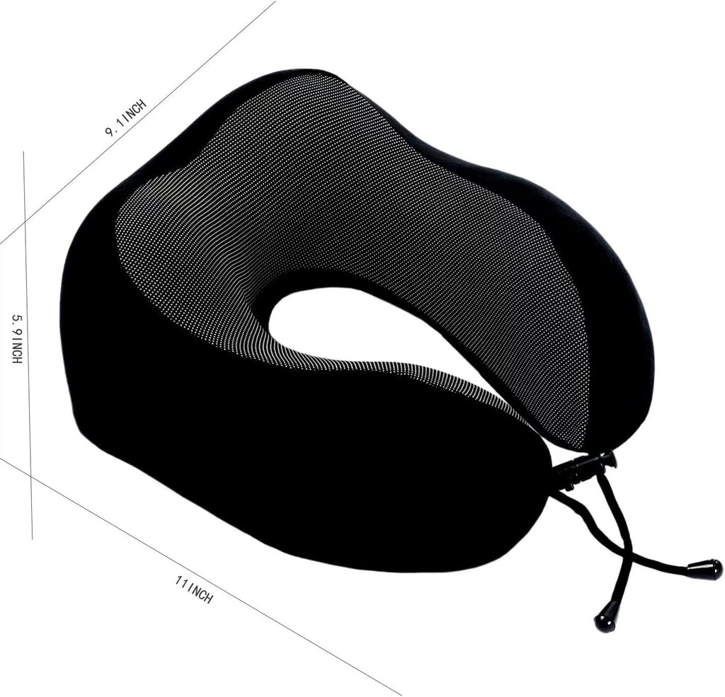 Makimoo Memory Foam Travel Pillow, Neck Pillow with 360-Degree Head Support, Comfortable Ideal for Sleeping on Airplane, Car, Train, Bus an…