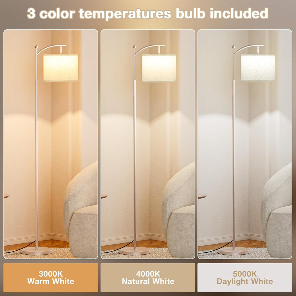 Ambimall 60" Floor Lamp for Living Room with 3 Color Temperatures, Adjustable Beige Shade with Light Gold Pole, Tall Lamp for Bedroom…