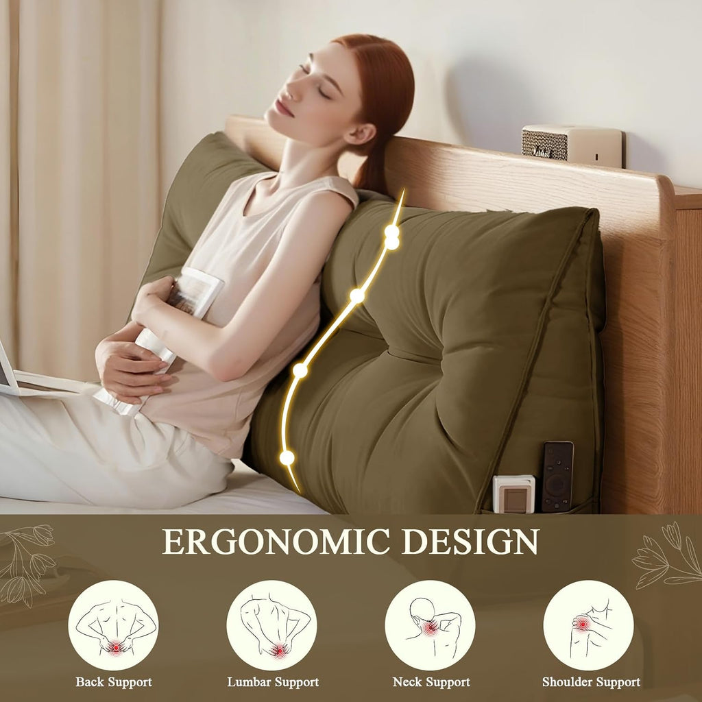 DANGHOOGY Headboard Pillow Twin, Large Triangular Wedge Headboard Pillow for Reading and Resting, Backrest Positioning Support Pillow…