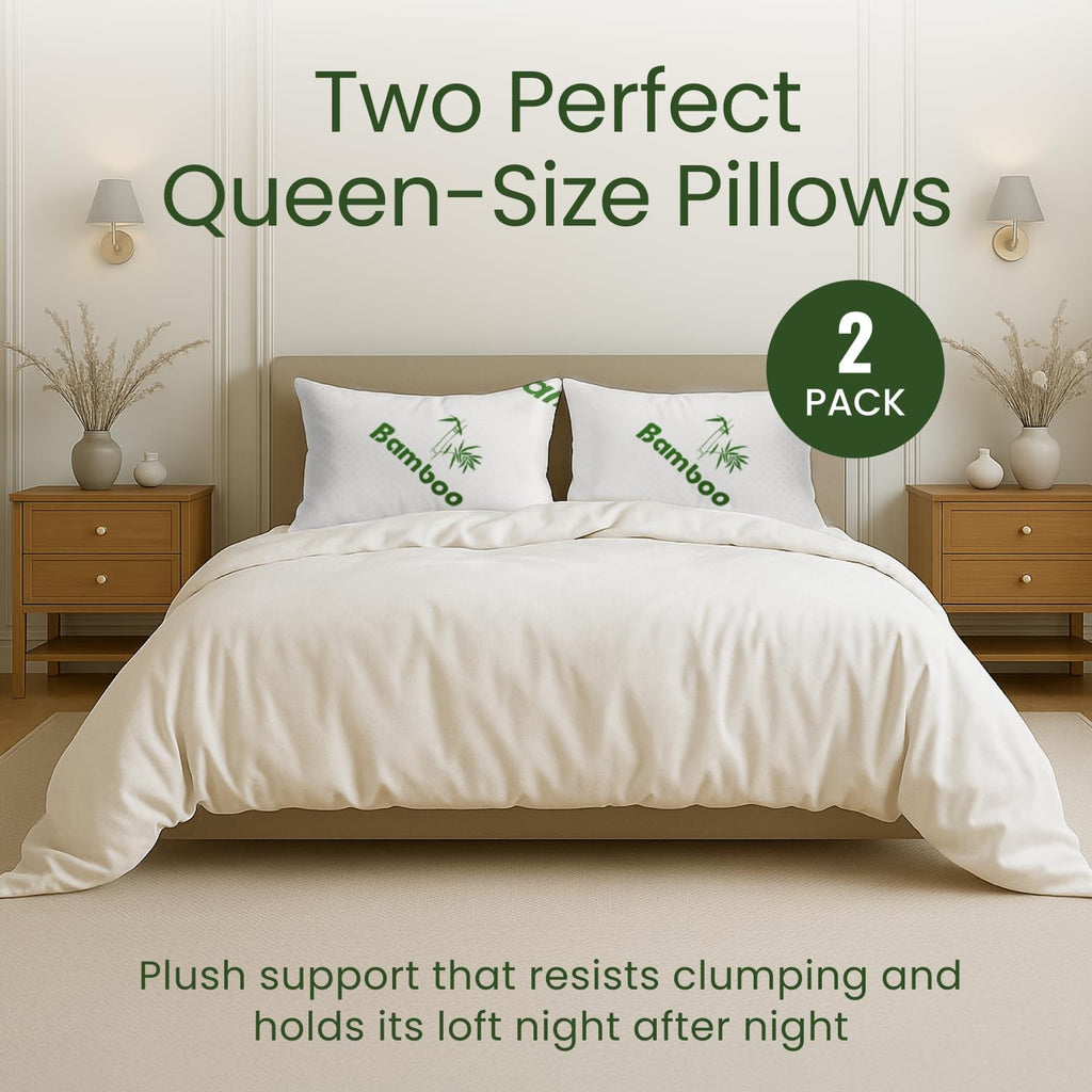 Memory Foam Pillows Queen Size Set of 2 - Cooling Bed Pillows for Sleeping - Back, Stomach, Side Sleeper Firm, Comfy Cool Shredded - 2…
