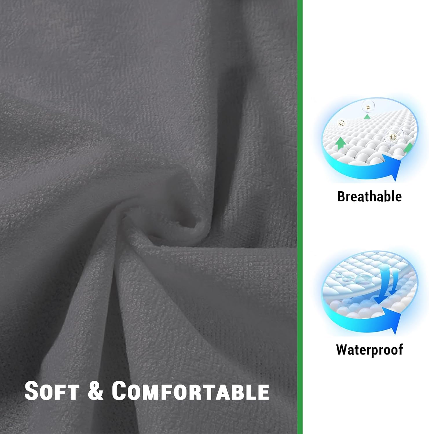 Gogreen Bamboo Rayon Waterproof Pillow Protector, Breathable Pillow Cover, Cooling Pillow Case Protector with Zipper, Soft Terry Pillow Cas…