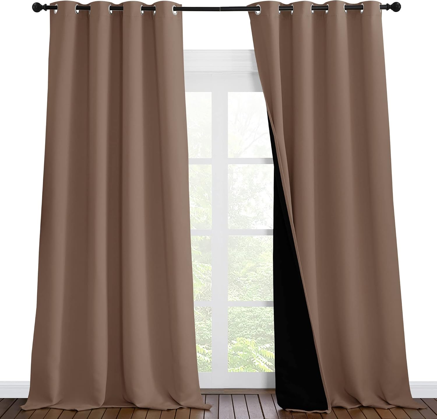 Nicetown Extra Long Truly Blackout Drapes for Hall and Villa, 100% Blackout Window Curtain Panels with Black Lined for Night Shift Worker,…