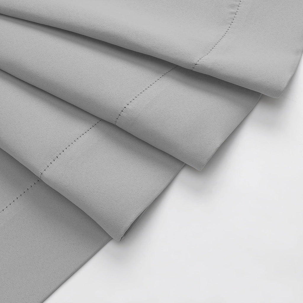 WelvetBLK Silver Grey Room Darkening Curtains for Bedroom Living Room 45 Inch Length 2 Panels Set, Soft Solid Thermal Insulated Rod Pocket…