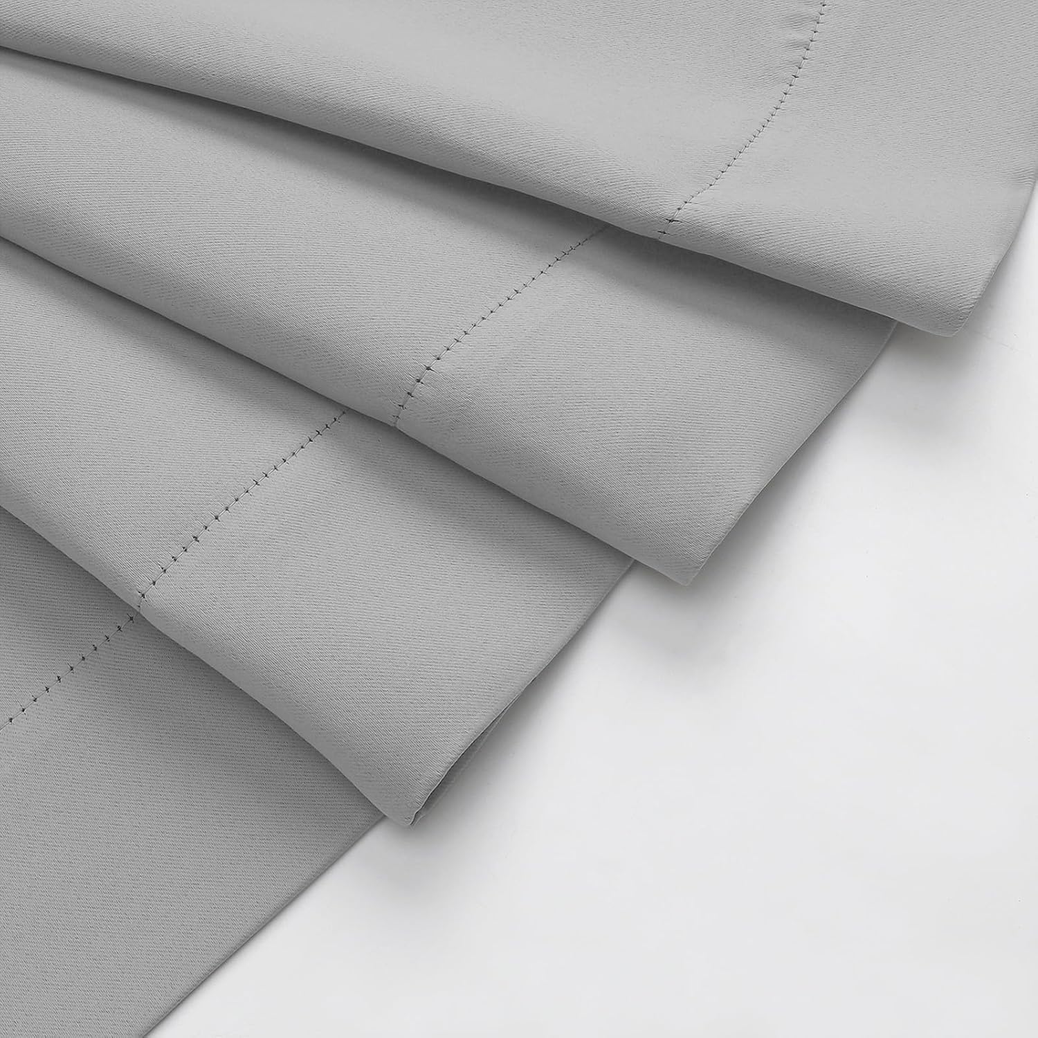 WelvetBLK Silver Grey Room Darkening Curtains for Bedroom Living Room 45 Inch Length 2 Panels Set, Soft Solid Thermal Insulated Rod Pocket…