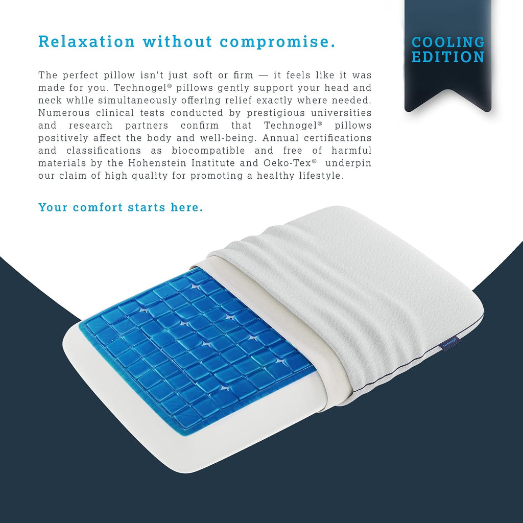 Technogel Deluxe Cooling Gel Pillow - Patented Cooling Technology, Odorless Memory Foam – Breathable Ergonomic Support for Side & Back Slee…