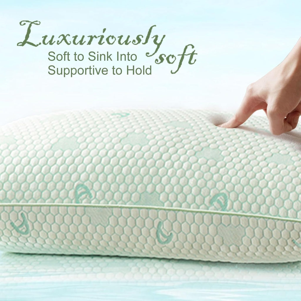 Accuratex Cooling Memory Foam Pillows for Sleeping King Size Set of 2, Adjustable Fluffy Pillows with Removable Cover, Cool Bed Pillow for…